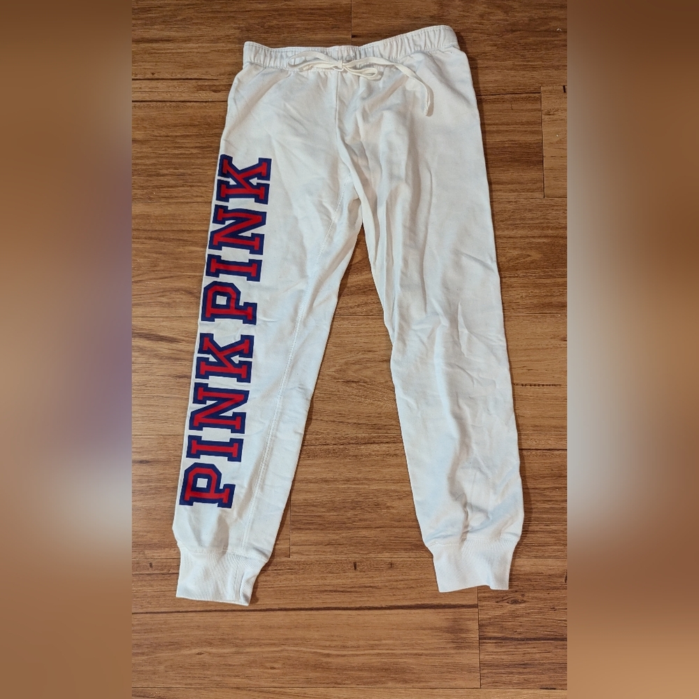 PINK white joggers/ sweat pants